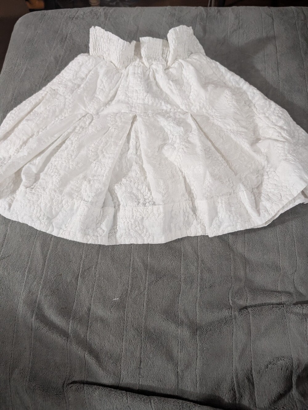 BURU White Smocked Waist Embroidered Skirt Size XS